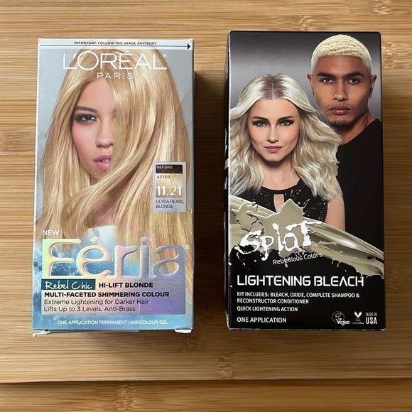 Brand New Set of 2 Blonde Hair Dye Hi-Lift Ultra Lightening Bleach Féria Splat - Picture 1 of 9